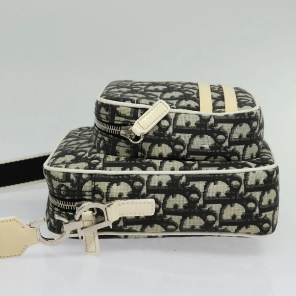 Christian Dior Trotter Canvas Shoulder Bag PVC Black Silver Auth BA5306 - Picture 6 of 16